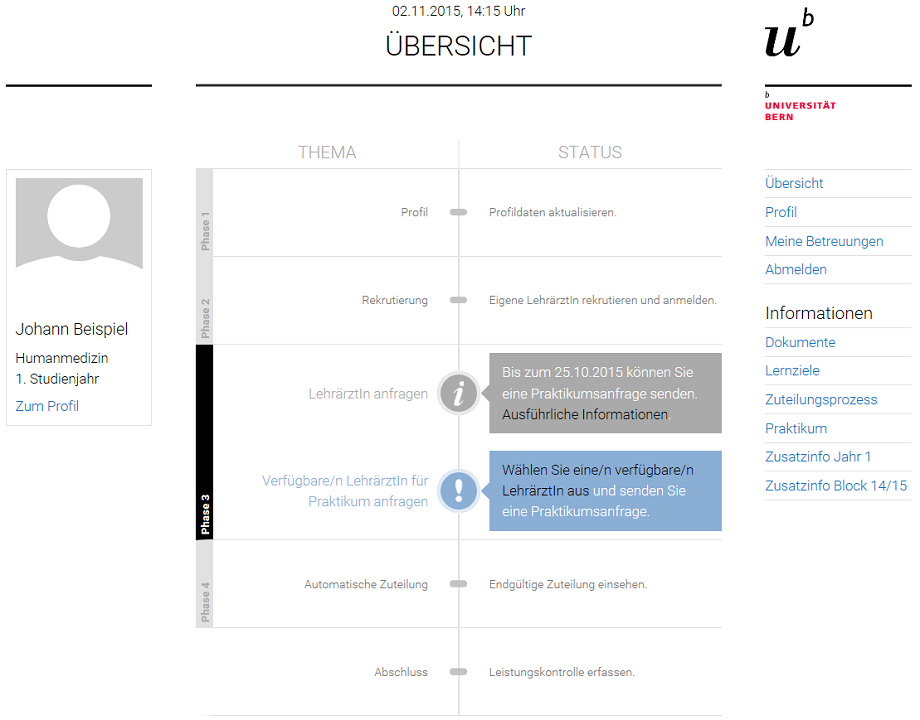 Ansicht BIHAM Webportal